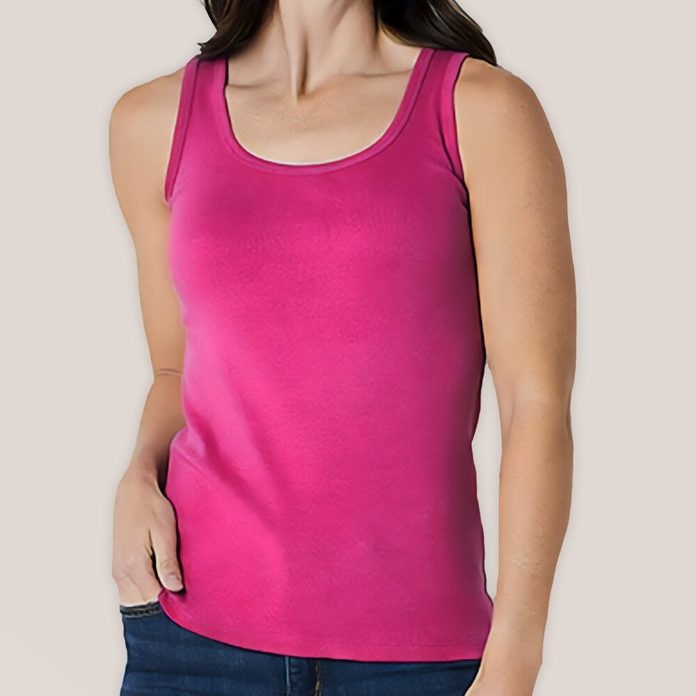 ST. JOHN'S BAY Hot Pink Cotton Essential Tank Top | Casual Shirt